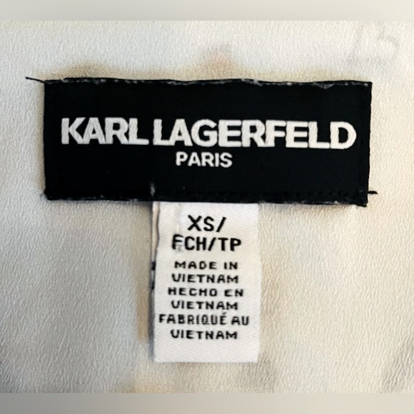 Karl Lagerfeld Paris Hearts Eiffel Tower Button Shirt Womens Size XS - Picture 9 of 10